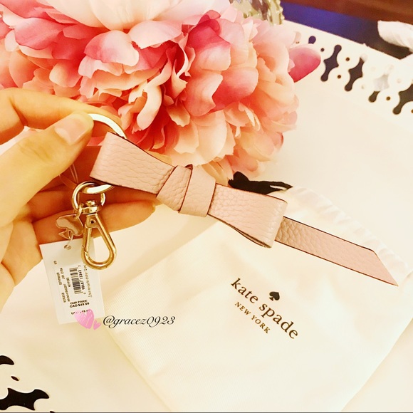 NWT Kate Spade dust pink leather bow key fob - Picture 2 of 2